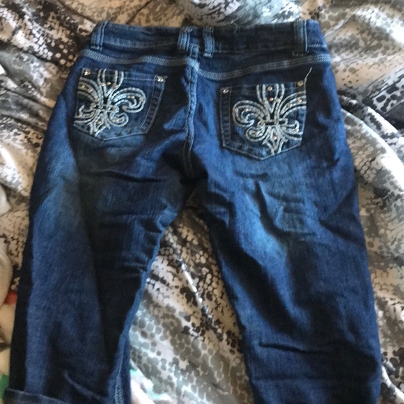 Mid calf jeans. Bling pockets. Worn few times. - Picture 3 of 3